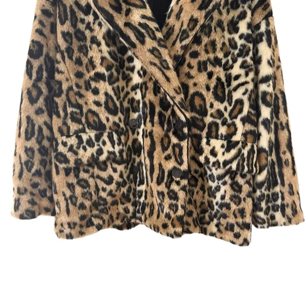 Free People Kate Leopard Print Faux Fur Oversized Coat Jacket Size XS